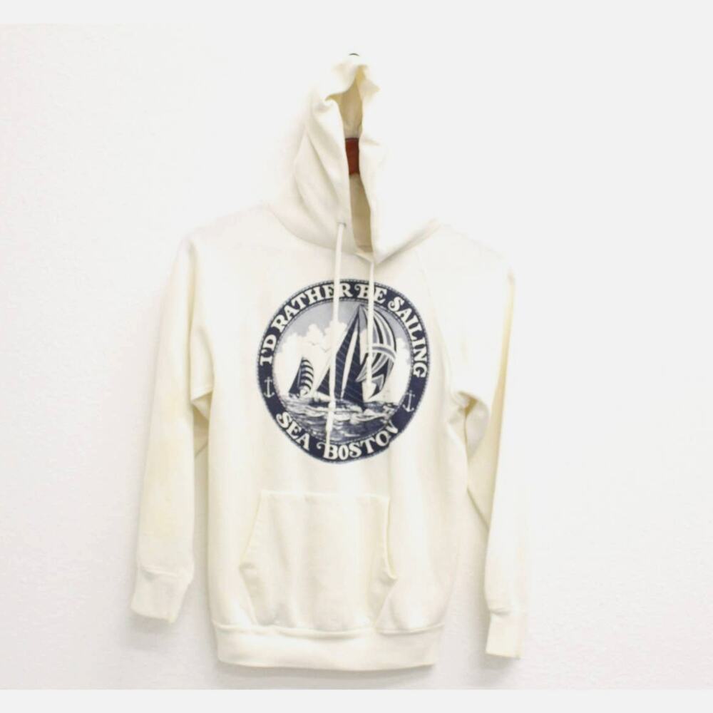 Vintage I'd Rather Be Sailing Boston Massachusetts Hooded Sweatshirt Small